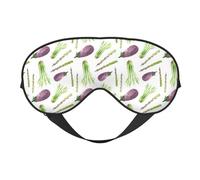 Masque de sommeil pour homme et femme - Masque de voyage doux pour les yeux d'aubergine et de laitue - Masque de sommeil occultant avec boucle réglable pour homme et femme - Bandeau amusant pour les