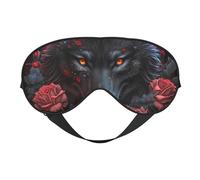 Masque de sommeil pour homme et femme - Masque de voyage doux pour les yeux de loup noir, masque de sommeil occultant à boucle réglable pour homme et femme, bandeau amusant pour jeux de fête