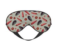Masque de sommeil pour homme et femme - Masque de voyage doux pour les yeux de piment, tomate, aubergine, masque de sommeil pour les yeux occultant, boucle réglable, bandeau amusant pour les jeux de