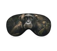 Masque de sommeil pour homme et femme - Motif singe dans la jungle - Respirant - Avec sangle élastique réglable - Bloque la lumière - Pour la sieste de nuit