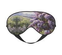 Masque de sommeil pour homme et femme - Motif théière lilas - Peinture scénique - Boucle souple réglable - Masque de voyage pour les yeux - Masque de sommeil pour homme et femme - Bandeau amusant pour