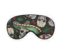 Masque de sommeil pour hommes et femmes compatible avec les fleurs de brindilles du Mexique Masque de sommeil coloré avec crânes en sucre, masque pour les yeux avec sangle réglable, bloque les yeux