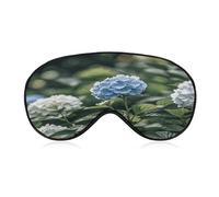 Masque de sommeil pour hortensia, hibiscus, iris et oiseaux, doux et confortable, masque rembourré pour les yeux avec bande réglable pour le repos profond, les voyages, le travail