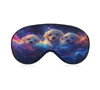 Masque de sommeil pour les yeux 3 chiots magiques aux couleurs fluo pour homme et femme avec sangle réglable pour voyage, yoga, sieste, travail