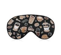 Masque de sommeil pour les yeux à motif de café de dessin animé, masques pour les yeux super doux avec sangle réglable, aide au sommeil ultime, bandeau sur les yeux, détendez-vous et soulagez votre fa