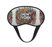 Masque de sommeil pour les yeux à motif de dessin animé mignon New York américain avec impression artistique - Bloque la lumière - Doux et confortable - Pour homme et femme - Pour dormir, voyage