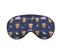 Masque de sommeil pour les yeux à motif de hibou de dessin animé, masques pour les yeux super doux avec sangle réglable, aide au sommeil ultime, bandeau sur les yeux, détendez-vous et soulagez votre f