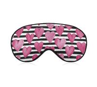 Masque de sommeil pour les yeux à motif de rayures de cœur, masques pour les yeux super doux avec sangle réglable, aide au sommeil ultime, bandeau sur les yeux, détendez-vous et soulagez votre fatigue