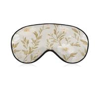 Masque de sommeil pour les yeux à texture de lin neutre et subtile à motif floral pour homme et femme avec sangle réglable pour voyage, yoga, sieste, travail