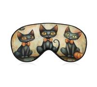 Masque de sommeil pour les yeux à trois chats pour homme et femme avec sangle réglable pour voyage, yoga, sieste, travail