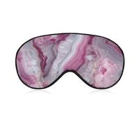 Masque de sommeil pour les yeux avec belle texture marbrée blanc et rose pour homme et femme avec sangle réglable pour voyage, yoga, sieste, travail