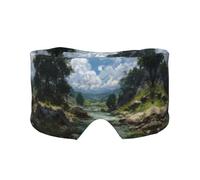 Masque de sommeil pour les yeux avec cache-oreilles à imprimé paysage de rivière - Masque de nuit profilé avec cache-oreilles pour homme et femme