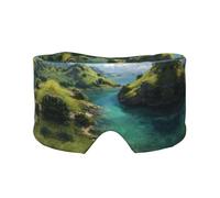 Masque de sommeil pour les yeux avec cache-oreilles avec cache-oreilles - Motif collines vertes et eaux claires - Pour homme et femme