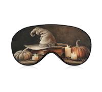 Masque de sommeil pour les yeux avec chapeau de sorcière et livres magiques - Masque de sommeil pour homme et femme - Sangle réglable - Pour voyage, yoga, sieste, travail