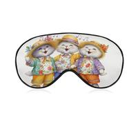Masque de sommeil pour les yeux avec chats souriants heureux en tenue d'été, masque de sommeil chantant pour homme et femme, sangle réglable, pour voyage, yoga, sieste, travail