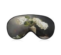 Masque de sommeil pour les yeux avec fleurs d'hortensia blanches dans un vase, masque de sommeil pour homme et femme, sangle réglable, pour voyage, yoga, sieste, travail