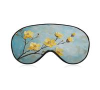 Masque de sommeil pour les yeux avec fleurs jaunes dans un vase, masque de sommeil pour homme et femme, sangle réglable, pour voyage, yoga, sieste, travail