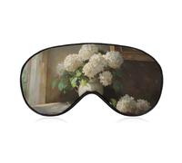 Masque de sommeil pour les yeux avec hortensias blancs dans un vieux vase, masque de sommeil pour homme et femme, sangle réglable, pour voyage, yoga, sieste, travail