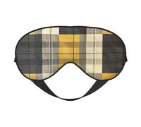 Masque de sommeil pour les yeux avec imprimé à carreaux jaune, gris, noir, bloque la lumière, bandeau tendance pour les yeux pour femmes et hommes, sieste de voyage en avion
