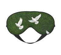 Masque de sommeil pour les yeux avec imprimé herbe et colombe - Doux, réglable, léger, occultant, idéal pour la sieste, le repos nocturne