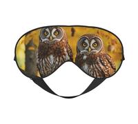 Masque de sommeil pour les yeux avec imprimé hiboux marron mignon et tendance pour femme et homme