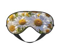 Masque de sommeil pour les yeux avec imprimé marguerite blanche sauvage, bloque la lumière, bandeau tendance pour les yeux pour femmes et hommes, sieste de voyage en avion