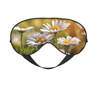 Masque de sommeil pour les yeux avec imprimé marguerite blanche sauvage, bloque la lumière, bandeau tendance pour les yeux pour femmes et hommes, sieste de voyage en avion
