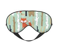 Masque de sommeil pour les yeux avec imprimé renard, ours, oiseau, lapin, arbre - Bloque la lumière - Bandeau tendance pour les yeux - Pour femme et homme - Pour la sieste en avion