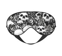 Masque de sommeil pour les yeux avec imprimé tête de mort, motif floral noir, masque tendance pour femmes et hommes