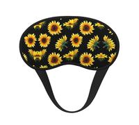 Masque de sommeil pour les yeux avec imprimé tournesol noir et jaune - Doux et confortable - Pour homme et femme - Pour dormir, voyager, quitter la nuit