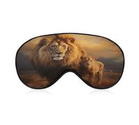 Masque de sommeil pour les yeux avec lion mâle puissant debout à la lumière du soleil dorée pour homme et femme avec sangle réglable pour voyage, yoga, sieste, travail