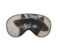 Masque de sommeil pour les yeux avec motif chat noir, chapeau de sorcière vintage pour Halloween, masque de sommeil pour homme et femme, sangle réglable, pour voyage, yoga, sieste, travail