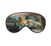 Masque de sommeil pour les yeux avec motif chien pour se détendre sur le canapé vert sarcelle pour homme et femme avec sangle réglable pour voyage, yoga, sieste, travail