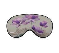 Masque de sommeil pour les yeux avec motif de lotus violet brodé pour homme et femme avec sangle réglable pour voyage, yoga, sieste, travail