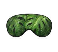 Masque de sommeil pour les yeux avec motif de rosée tropicale et feuillue, pour homme et femme, sangle réglable, pour voyage, yoga, sieste, travail