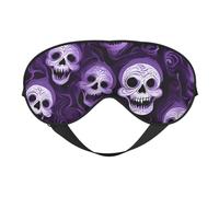 Masque de sommeil pour les yeux avec motif d'horreur violet, doux, réglable, léger, occultant