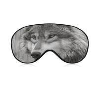 Masque de sommeil pour les yeux avec motif loup gris rustique avec imprimé bois de ferme pour homme et femme avec sangle réglable pour voyage, yoga, sieste, travail