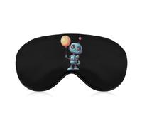 Masque de sommeil pour les yeux avec motif robot rétro mignon tenant un ballon, cache-yeux bloquant la lumière, bandeau avec sangle réglable pour femmes et hommes