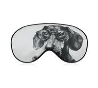 Masque de sommeil pour les yeux avec motif teckel portant des lunettes - Pour homme et femme - Sangle réglable - Pour voyage, yoga, sieste, travail