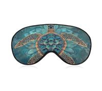 Masque de sommeil pour les yeux avec motif tortue de mer, style mandala, pour homme et femme, sangle réglable, pour voyage, yoga, sieste, travail