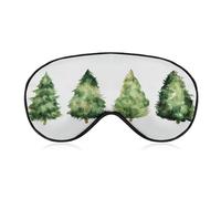 Masque de sommeil pour les yeux avec quatre arbres de Noël aquarelle pour homme et femme avec sangle réglable pour voyage, yoga, sieste, travail