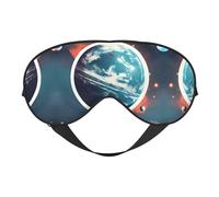 Masque de sommeil pour les yeux avec sangle réglable et motif planète spatiale et terre pour voyage, relaxation, yoga, sieste et méditation