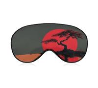 Masque de sommeil pour les yeux avec silhouette noire de vieil arbre avec une lune rouge, masque de sommeil pour homme et femme, sangle réglable, pour voyage, yoga, sieste, travail
