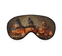 Masque de sommeil pour les yeux avec trois citrouilles, chapeaux de sorcière, masque de sommeil pour homme et femme, sangle réglable, pour voyage, yoga, sieste, travail