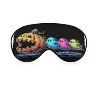 Masque de sommeil pour les yeux avec trois fantômes de dessin animé, citrouille, masque de sommeil pour homme et femme, sangle réglable, pour voyage, yoga, sieste, travail