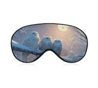 Masque de sommeil pour les yeux avec trois hiboux sur une branche d'arbre couverte de neige, masque de sommeil pour homme et femme, sangle réglable, pour voyage, yoga, sieste, travail