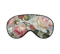 Masque de sommeil pour les yeux - Belle rose et fleur blanche - Pour homme et femme - Sangle réglable - Pour voyage, yoga, sieste, travail