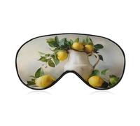 Masque de sommeil pour les yeux citrons dans une vieille cruche blanche - Masque de sommeil pour homme et femme - Sangle réglable - Pour voyage, yoga, sieste, travail
