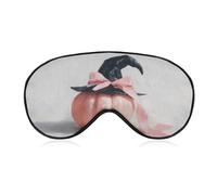 Masque de sommeil pour les yeux citrouille noir chapeau de sorcière avec nœud rose pour homme et femme avec sangle réglable pour voyage, yoga, sieste, travail