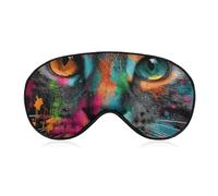 Masque de sommeil pour les yeux de chat peint au néon vif - Masque de sommeil pour homme et femme - Sangle réglable - Pour voyage, yoga, sieste, travail
